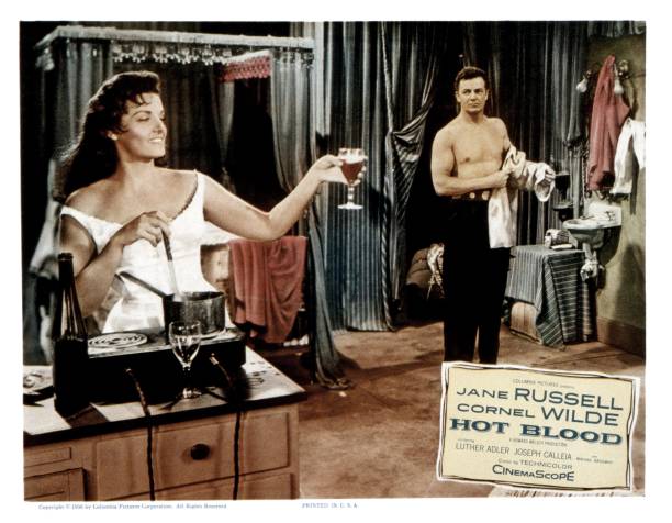 Hot Blood, lobbycard, from left, Jane Russell, Cornel Wilde, 1956.