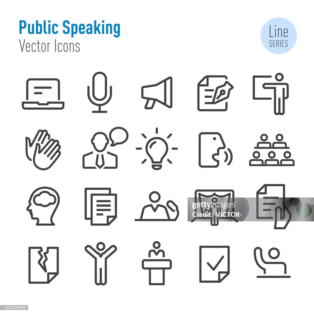 Public Speaking Icons - Vector Line Series