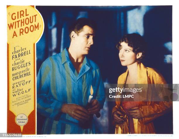 Girl Without A Room, US lobbycard, from left: Charles Farrell, Marguerite Churchill, 1933.