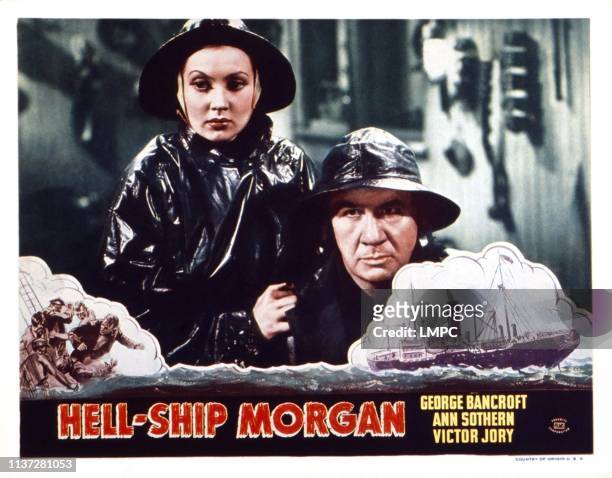 Hell-ship Morgan, lobbycard, from left, Ann Sothern, George Bancroft, 1936.