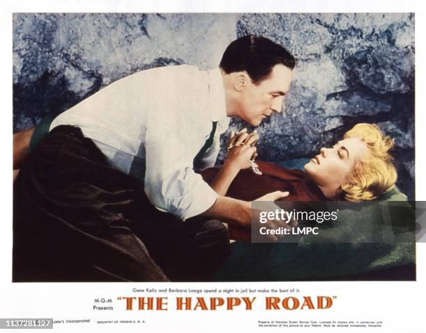 The Happy Road, US lobbycard, from left: Gene Kelly, Barbara Laage, 1957.