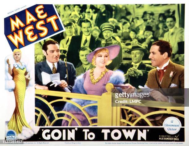 Goin' To Town, lobbycard, from left, Ivan Lebedeff, Mae West, Paul Cavanagh, 1935.