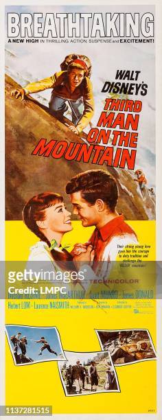 Third Man On The Mountain, poster, US poster art, from left: Janet Munro, James MacArthur, 1959.