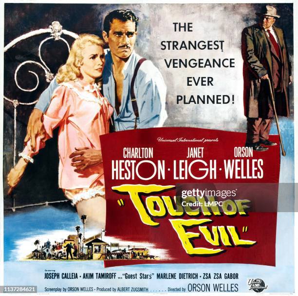 Touch Of Evil, poster, US poster art, from left: Janet Leigh, Charlton Heston, Orson Welles, 1958.