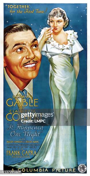 It Happened One Night, poster, from left: Clark Gable, Claudette Colbert, 1934.