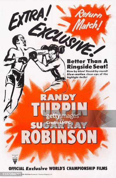 World's Middleweight Championship: Sugar Ray Robinson Vs. Randy Turpin, poster, US poster art, 1951.