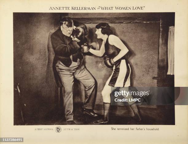 What Women Love, lobbycard, from left: Ralph Lewis, Annette Kellerman, 1920.