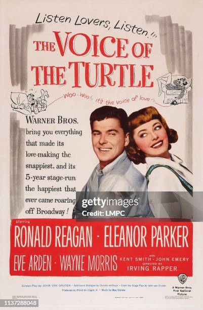 The Voice Of The Turtle, poster, US poster art, from left: Ronald Reagan, Eleanor Parker, 1947.