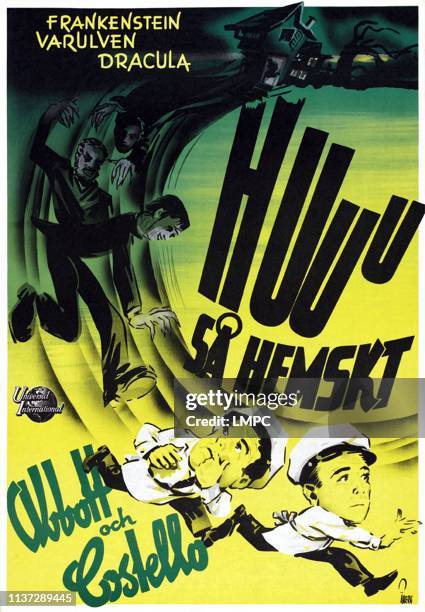 Abbott And Costello Meet Frankenstein, poster, , bottom from left: Lou Costello, Bud Abbott on Swedish poster art, 1948.