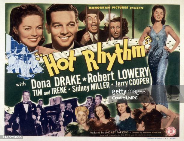 Hot Rhythm, poster, top from left: Dona Drake, Robert Lowery, Tim Ryan, Irene Ryan, Dona Drake, 1944.