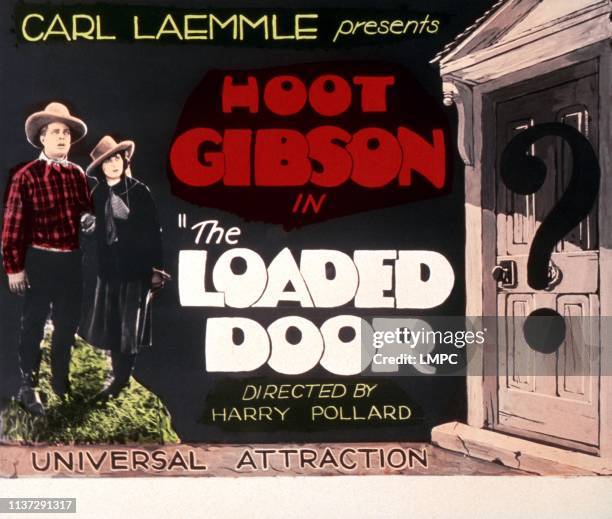 The Loaded Door, lobbycard, from left: Hoot Gibson, Gertrude Olmstead, 1922.