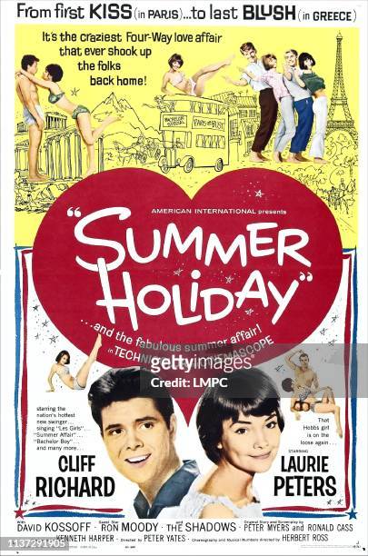 Summer Holiday, poster, US poster, bottom from left: Cliff Richard, Lauri Peters, 1963.