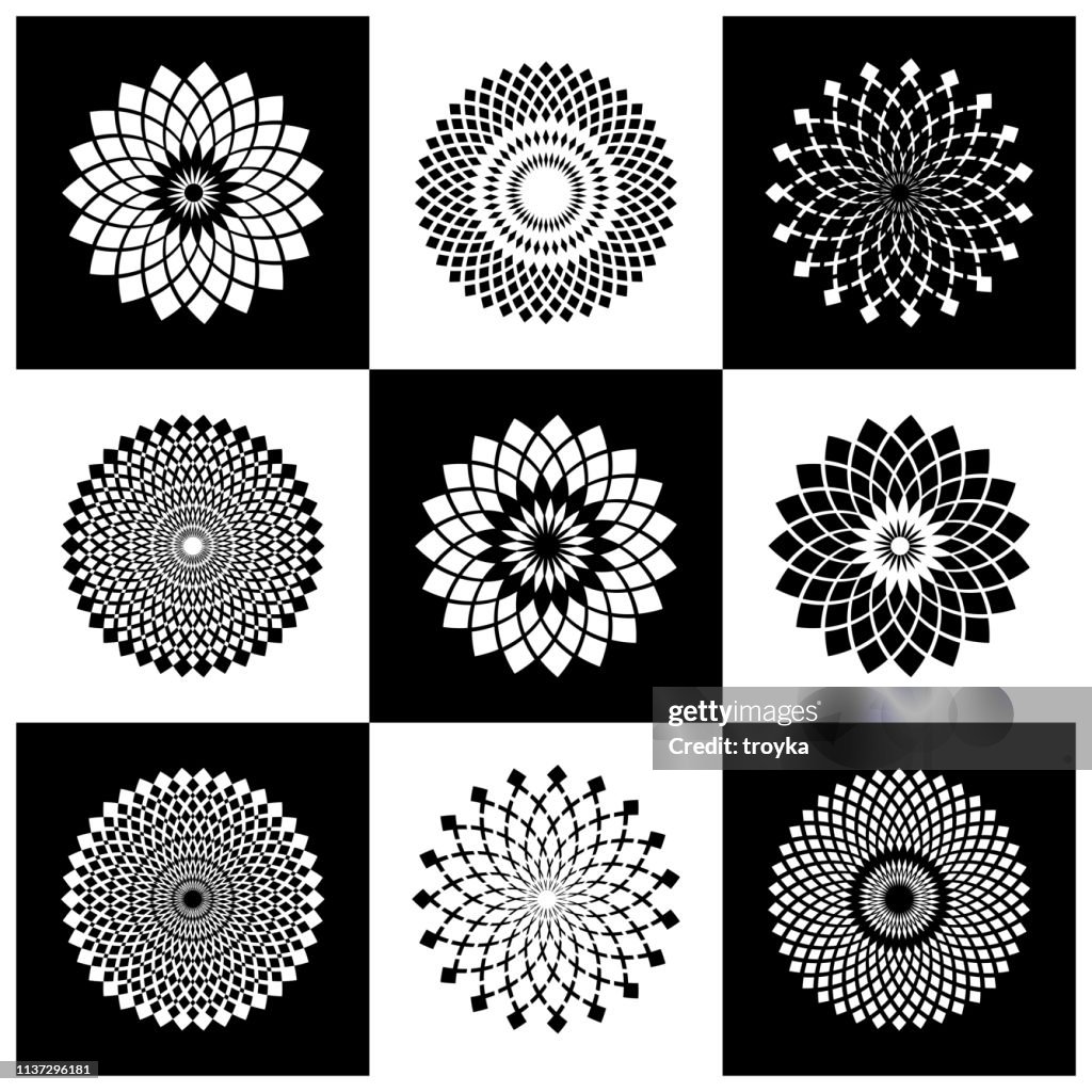 Circle Design Elements Set Abstract Round Geometric Patterns High-Res ...