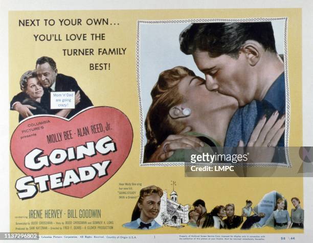 Going Steady, poster, from left: Irene Hervey, Bill Goodwin, Molly Bee, Alan Reed Jr, 1958.