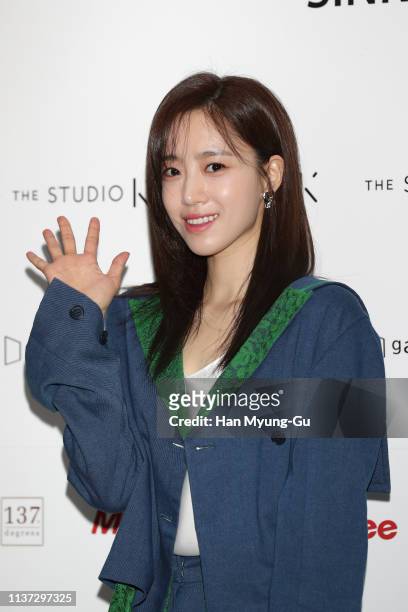 Former member of South Korean girl group T-ara, Eunjung attends the "The Studio K" 2019 FW Collection Photocall on March 21, 2019 in Seoul, South...