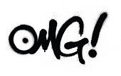 graffiti OMG chat abbreviation in black over white