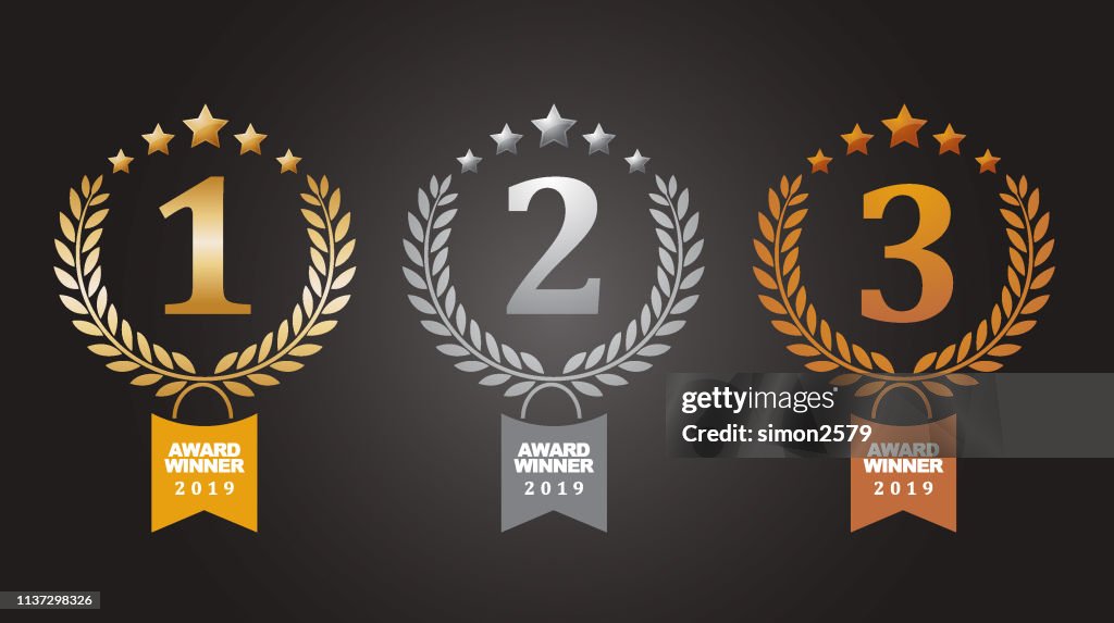 Médailles d'or, d'argent et de bronze récompensées