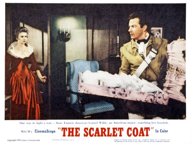 The Scarlet Coat, lobbycard, US lobycard, from left: Anne Francis, Cornel Wilde, 1955.