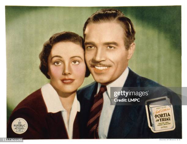 Portia On Trial, US lobbycard, from left: Frieda Inescort, Walter Abel, 1937.