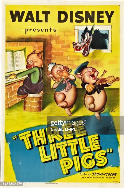 Three Little Pigs, poster, , top right: Big Bad Wolf on 1948.