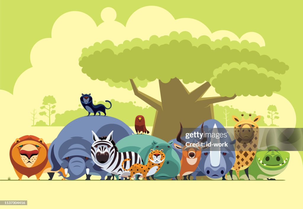 Group Of Safari Animals Gathering High-Res Vector Graphic - Getty Images Group Of Safari Animals Gathering High-Res Vector Graphic - Getty Images