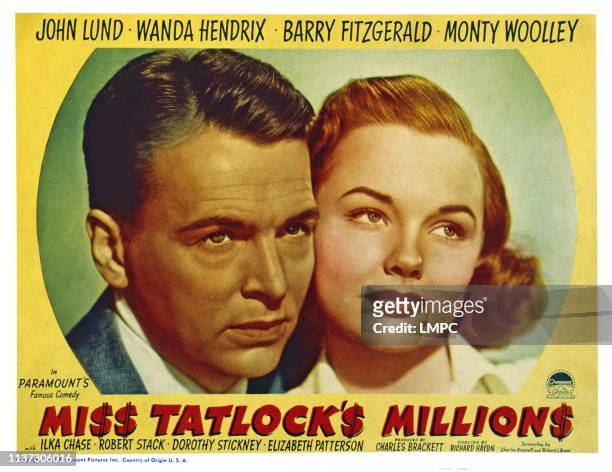 Miss Tatlock's Millions, US lobbycard, from left: John Lund, Wanda Hendrix, 1948.