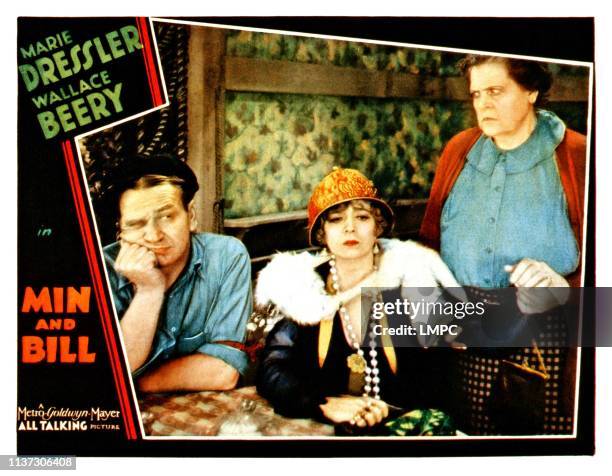 Min And Bill, lobbycard, from left, Wallace Beery, Marjorie Rambeau, Marie Dressler, 1930.