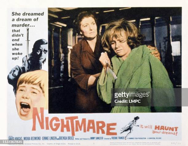 Nightmare, US lobbycard, center from left: Irene Richmond, Jennie Linden, 1964.