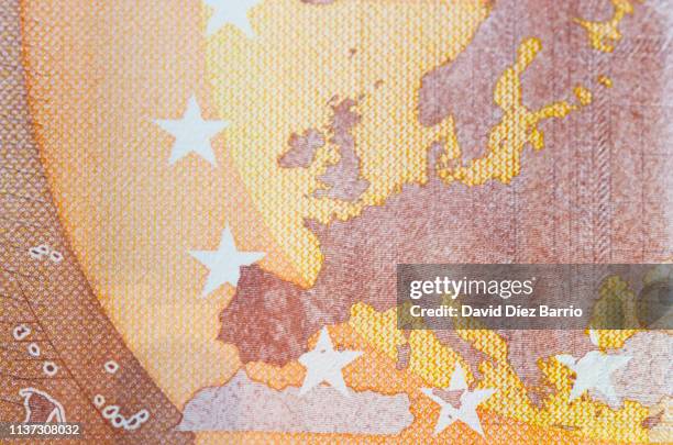 silhouette of europe on a fifty euro bill - euro stock pictures, royalty-free photos & images