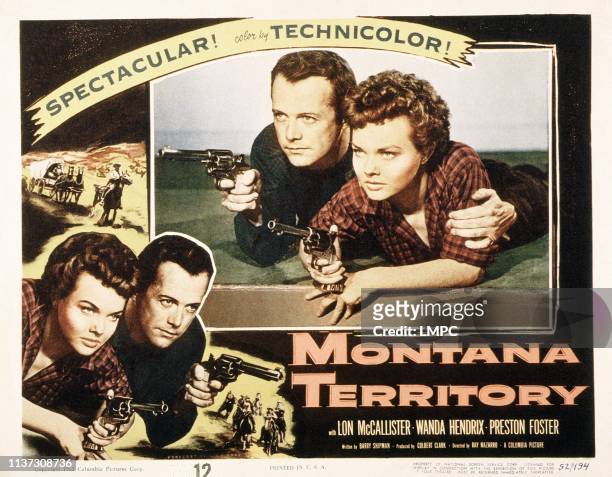 Montana Territory, poster, top from left: Lon McCallister, Wanda Hendrix, botom from left: Wanda Hendrix, Lon McCallister, 1952.