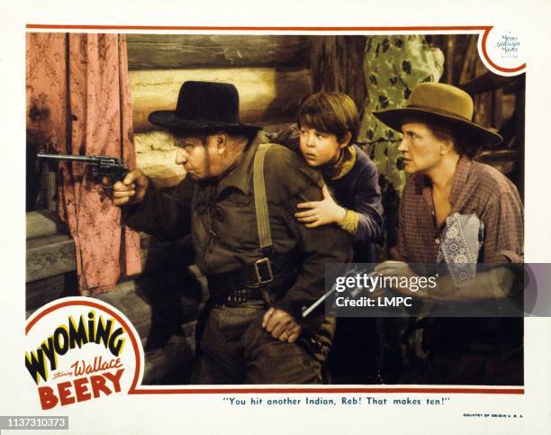 Wyoming, US lobbycard, from left: Wallace Beery, Bobs Watson, Marjorie Main, 1940.