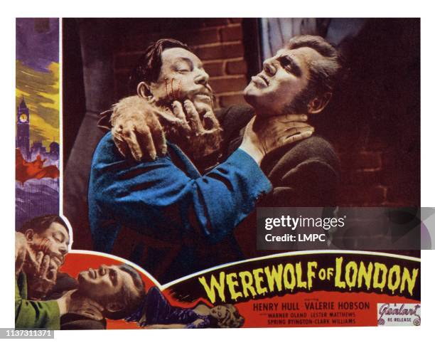 Werewolf Of London, US lobbycard, from left: Warner Oland, Henry Hull, 1935.