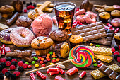 Assortment of products with high sugar level