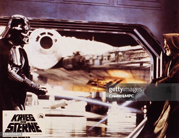 Episode Iv-a New Hope, lobbycard, German lobbycard, l-r: David Prowse as Darth Vader, Alec Guinness, 1977.