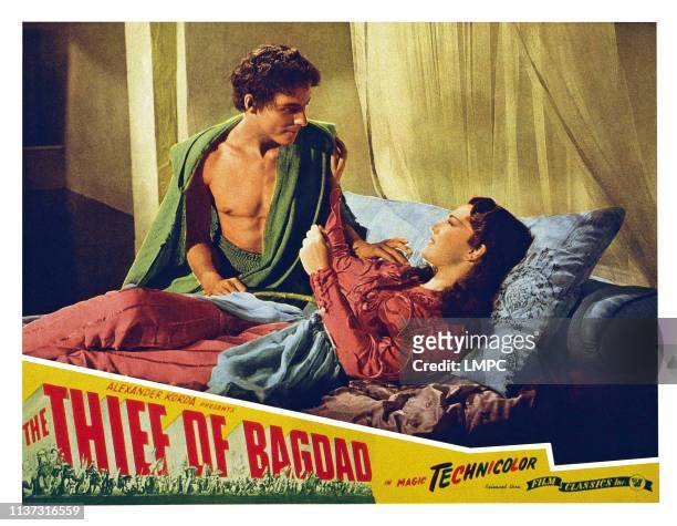The Thief Of Bagdad, US lobbycard, from left: John Justin, June Duprez, 1940.