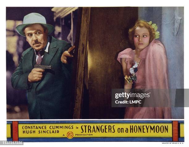 Strangers On A Honeymoon, US lobbycard, from left: Noah Beery, Constance Cummings, 1936.