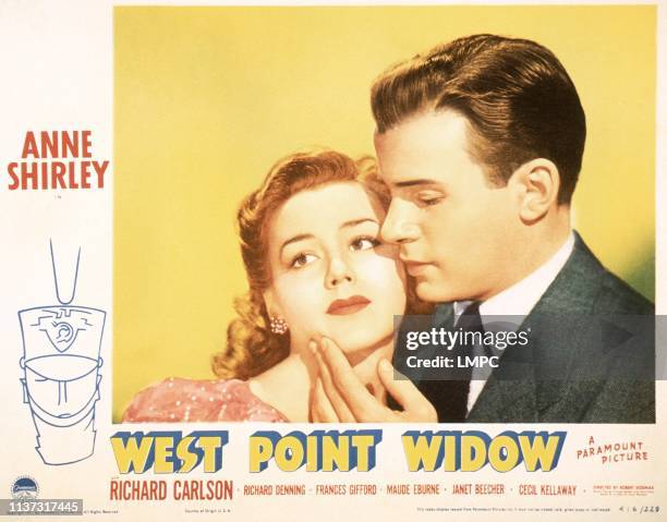 West Point Widow, US lobbycard, from left: Anne Shirley, Richard Carlson, 1941.