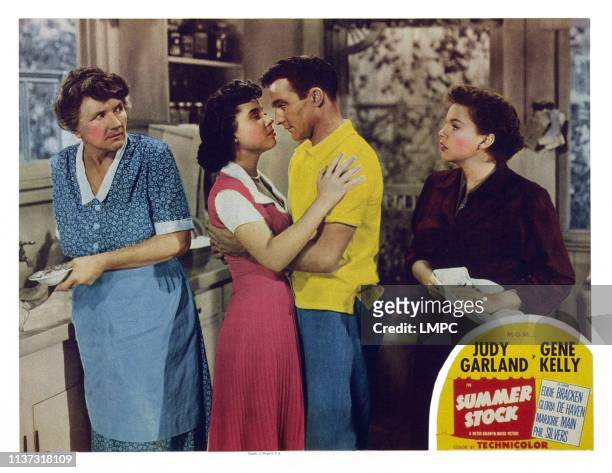 Summer Stock, US lobbycard, from left: Marjorie Main, Gloria DeHaven, Gene Kelly, Judy Garland, 1950.