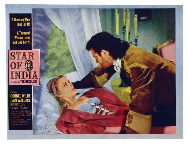 Star Of India, US lobbycard, from left: Jean Wallace, Cornel Wilde, 1954.