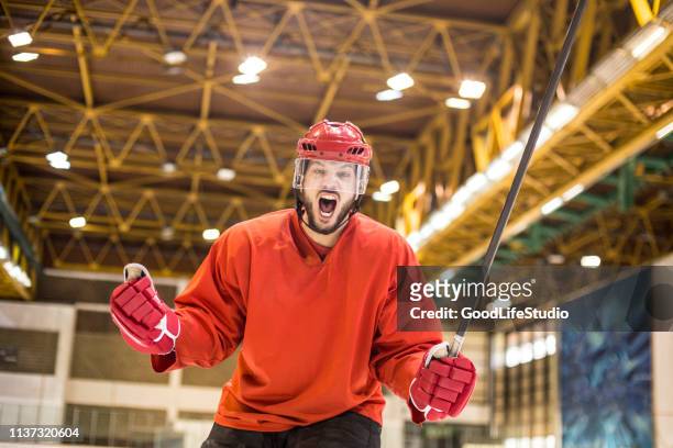 scoring a goal - hockey helmet stock pictures, royalty-free photos & images