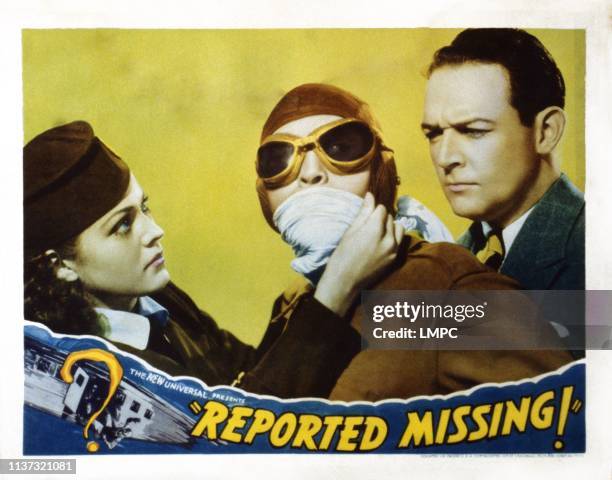 Reported Missing, US lobbycard, left: Jean Rogers; right: William Gargan, 1937.