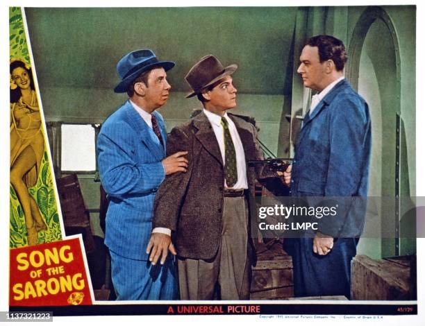 Song Of The Sarong, US lobbycard, from left: Fuzzy Knight, Eddie Quillan, William Gargan, 1945.
