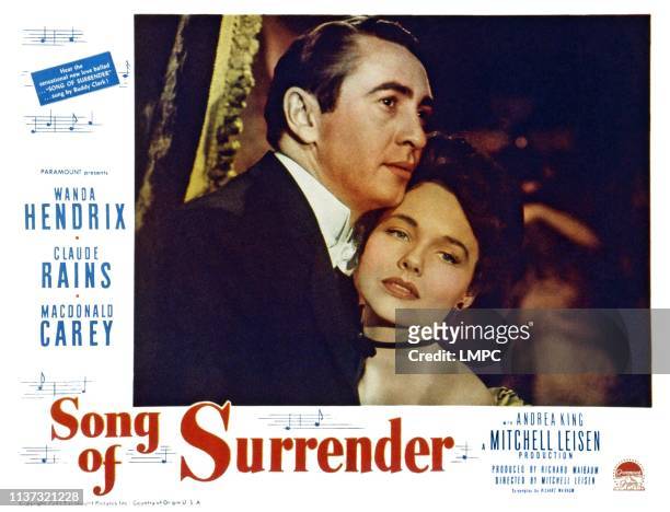 Song Of Surrender, US lobbycard, from left: Macdonald Carey, Wanda Hendrix, 1949.