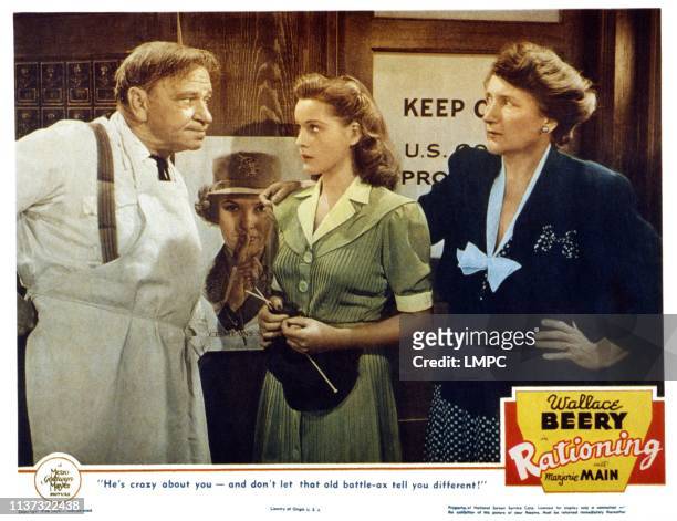 Rationing, US lobbycard, from left: Wallace Beery, Dorothy Morris, Marjorie Main, 1944.