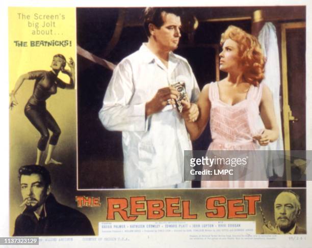 The Rebel Set, lobbycard, Gregg Palmer, Kathleen Crowley, 1959.