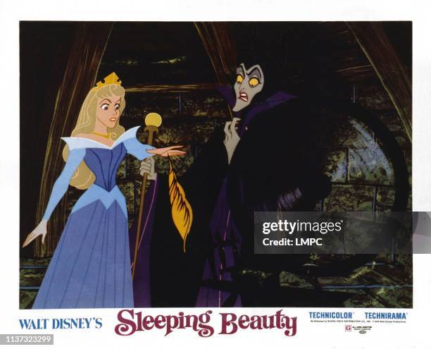 Sleeping Beauty, US lobbycard, from left: Sleeping Beauty, Maleficent, 1959.