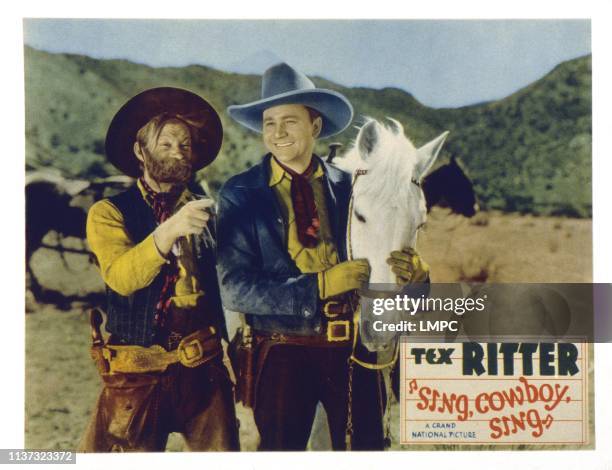 Sing Cowboy Sing, US lobbycard, from left: Al St. John, Tex Ritter, 1937.