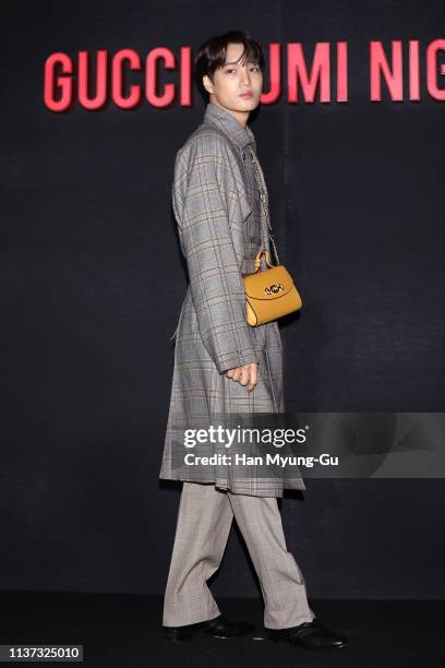 Kai of boy band EXO-K attends the Photocall for Gucci 'Zumi' launch on March 21, 2019 in Seoul, South Korea.