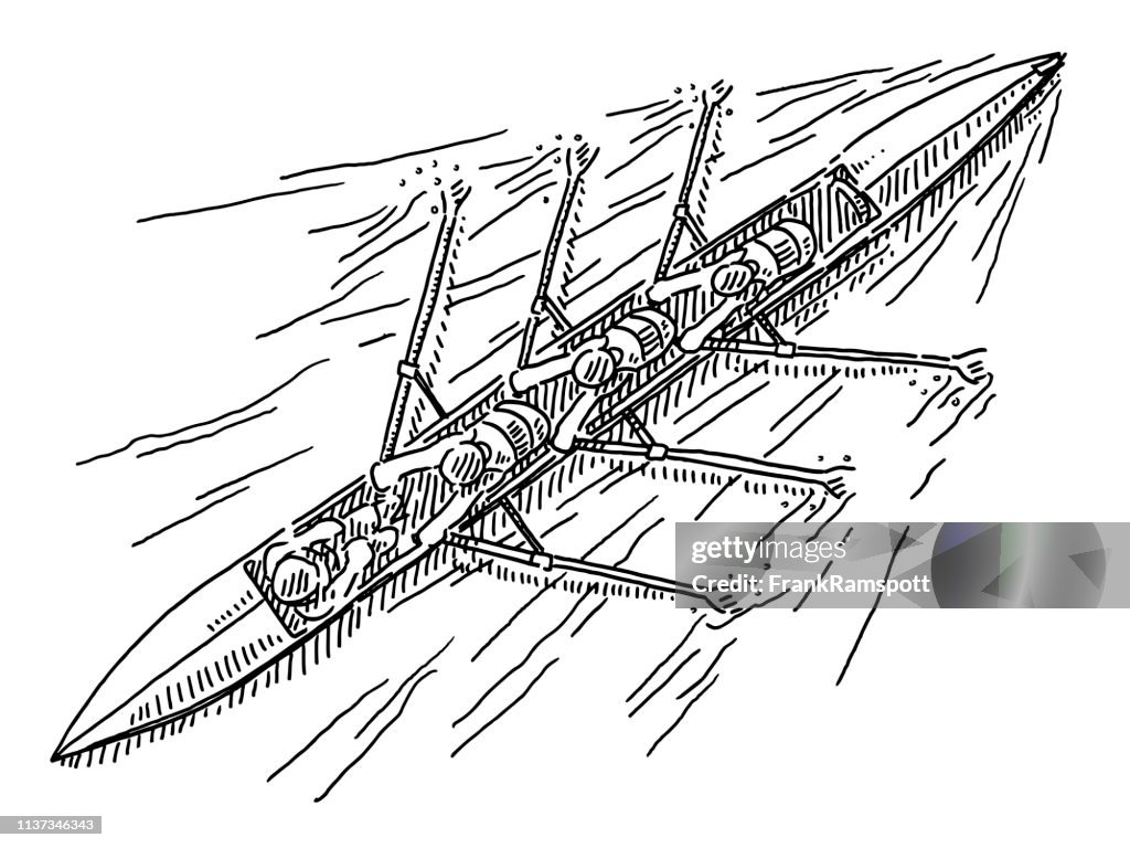 Rowing Boat Sport Top View Drawing