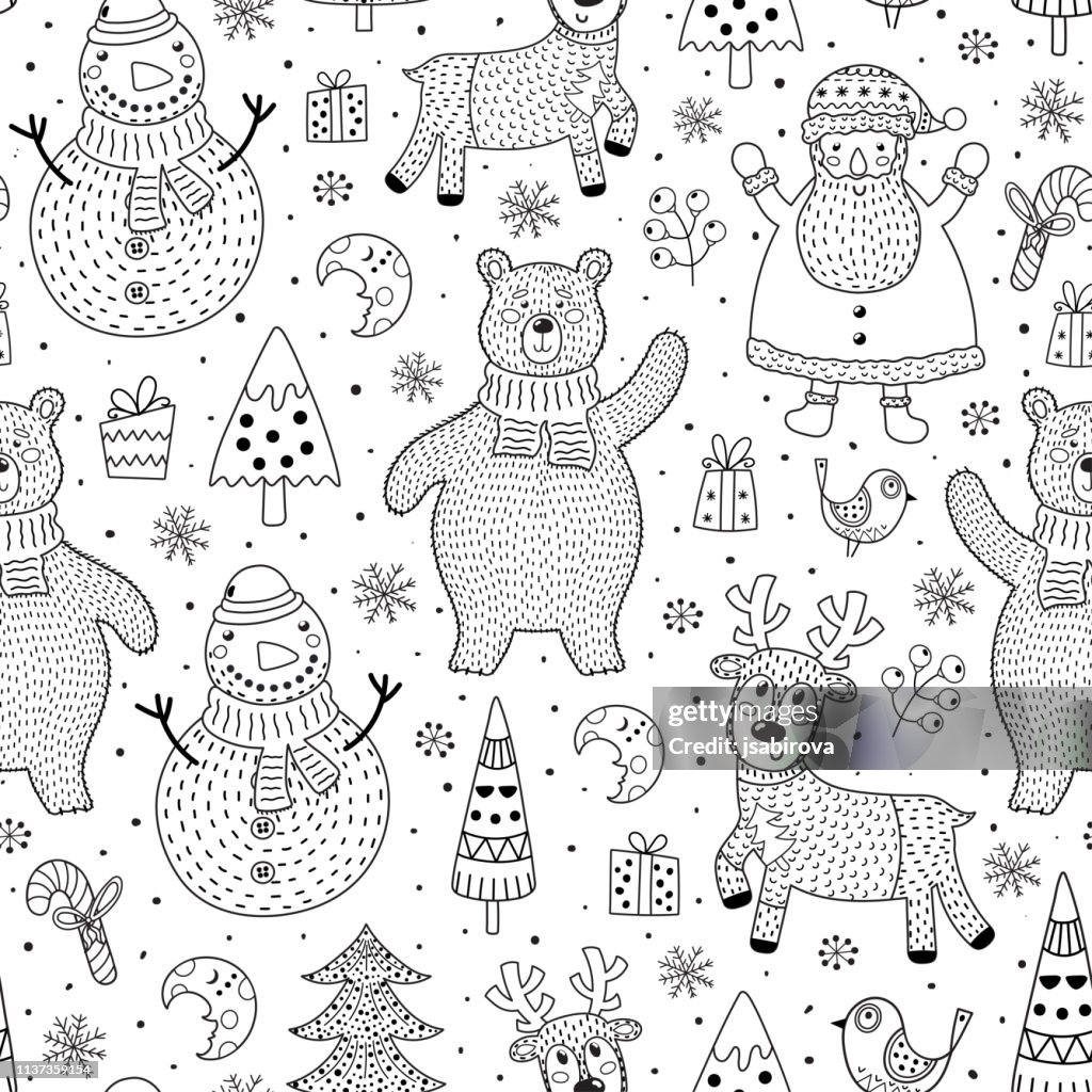 Christmas Seamless Pattern For Coloring Page High Res Vector Graphic christmas-seamless-pattern-for-coloring-page-high-res-vector-graphic